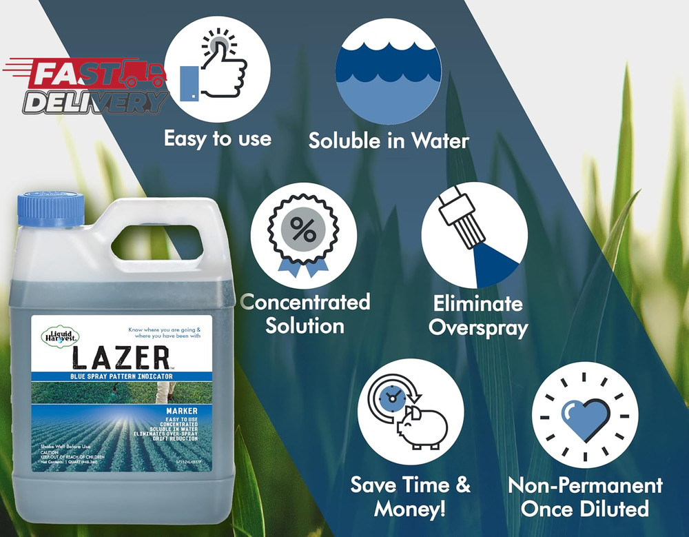 Liquid Harvest Lazer Blue - 32 Ounces - Concentrated Spray Pattern Indicator - P