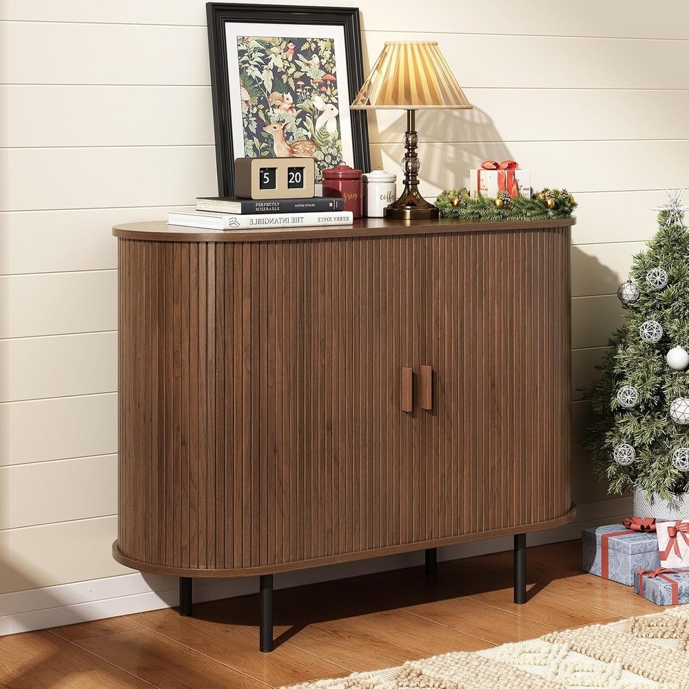 Sideboard Buffet Cabinet Storage with Sliding Doors Adjustable Shelf Modern W...