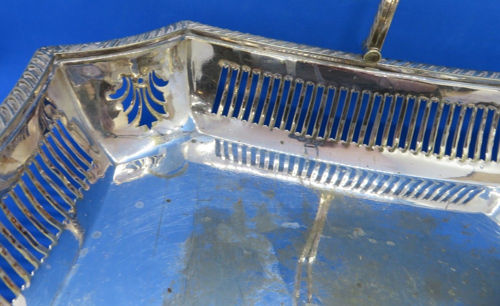 Silver plate electroplate vintage Victorian antique rectangular cake basket dish