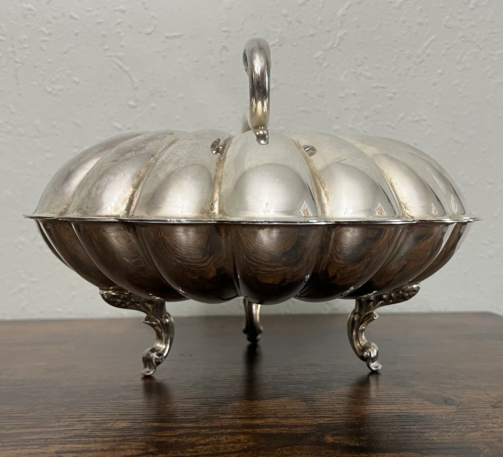 Leonard Silverplate Clam Shell Swan Handle Silver Plated Double Server Warmer