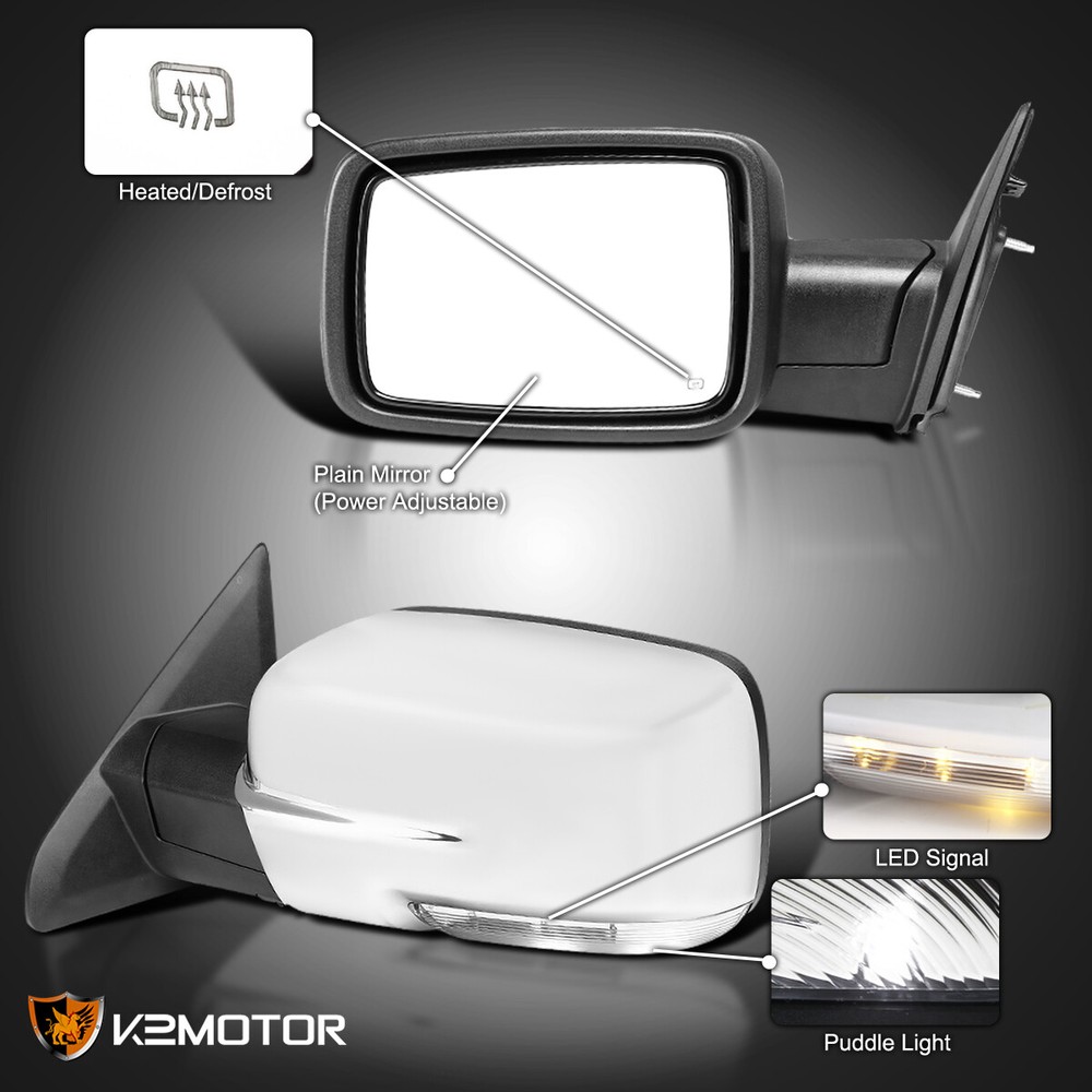 Left Fits 2013-2019 Ram 1500 Chrome Power Fold+Heated+Temper Sensor Side Mirror