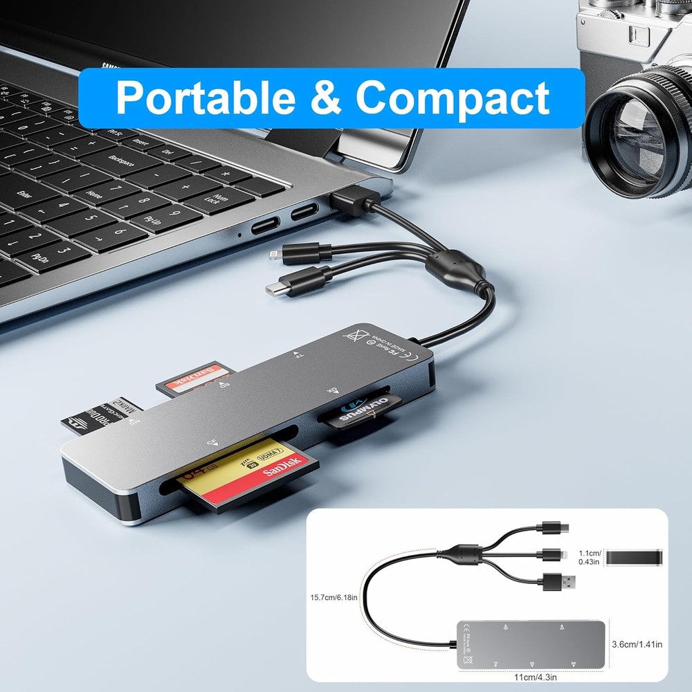 Memory Stick pro Duo Adapter 5-in-1 Multi Card Reader Supports Silver