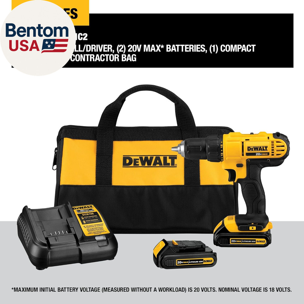 20V Max Cordless Drill Driver Set, 2 Speed, High Performance Motor, Includes 2 X