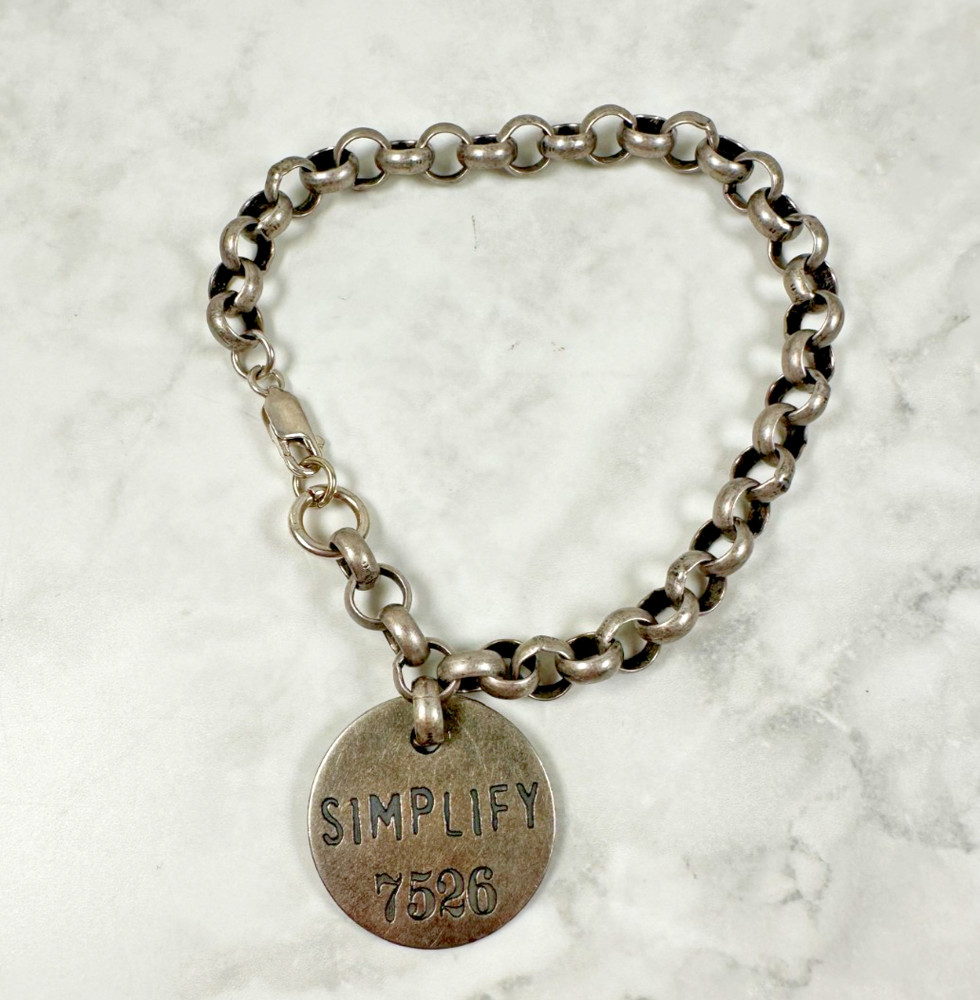 Simplify 7526 Charm on a Silver Tone Big Link Bracelet - 8"