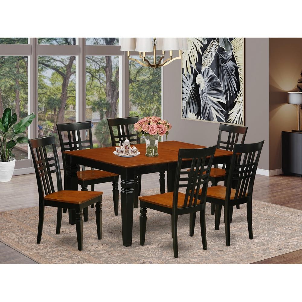 7  Pc  Dining  set  with  a  Kitchen  Table  and  6  Wood  Dining  Chairs ...