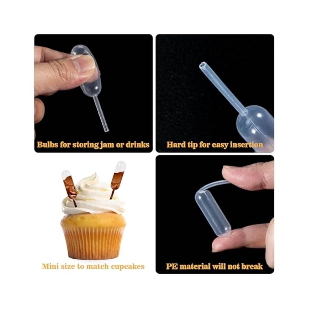 Disposable Cupcake Pipettes, 4ml, Perfect for Jam, Alcohol, & Creative Baking