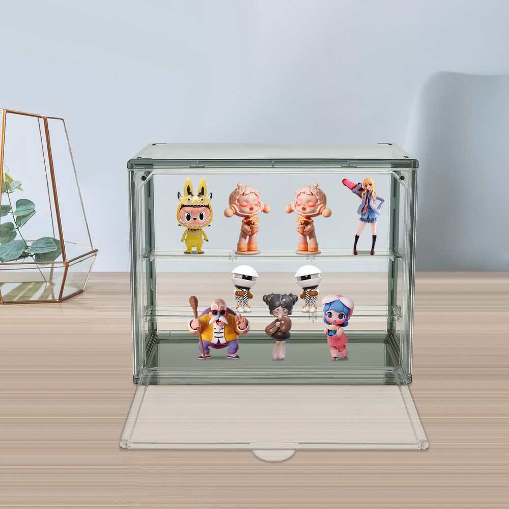 2 Tier PET Display Case Shelf Cupcake Collections Storage Container Box Green