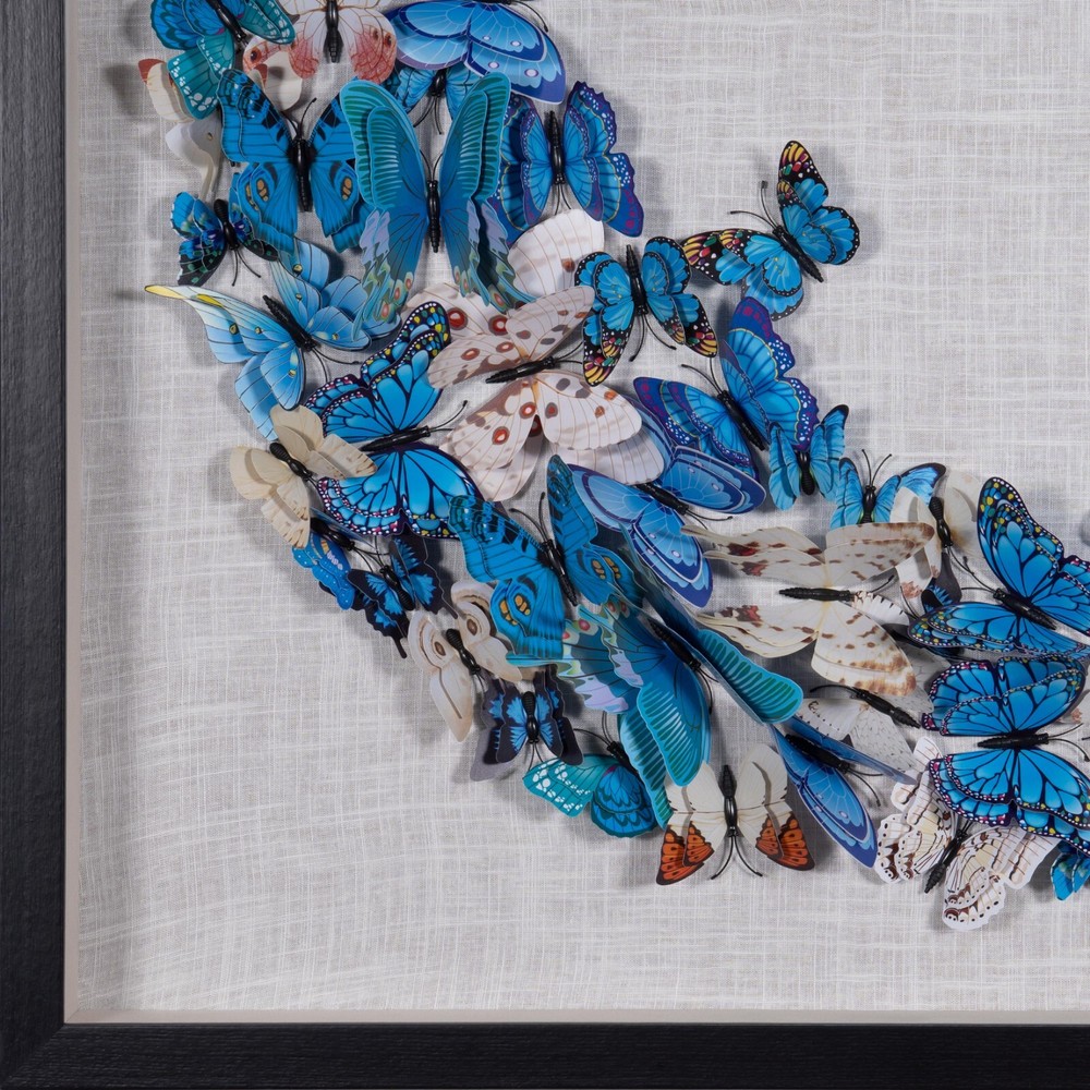 Blue Butterfly Crescent Shadow Box Wall Décor