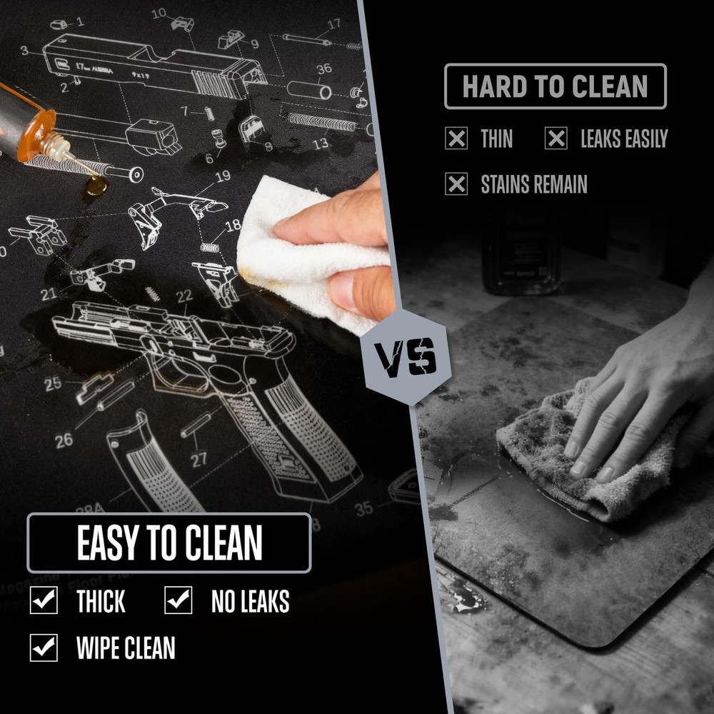 Gun Cleaning Mat - Thick 6mm Protection, Leak-Proof Surface, Black