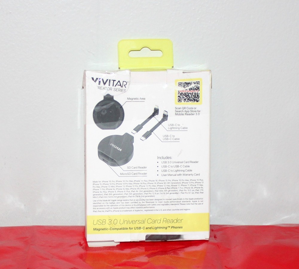 Vivitar Creator Series USB 3.0 Universal Card Reader For C & Lightning SD/Micro