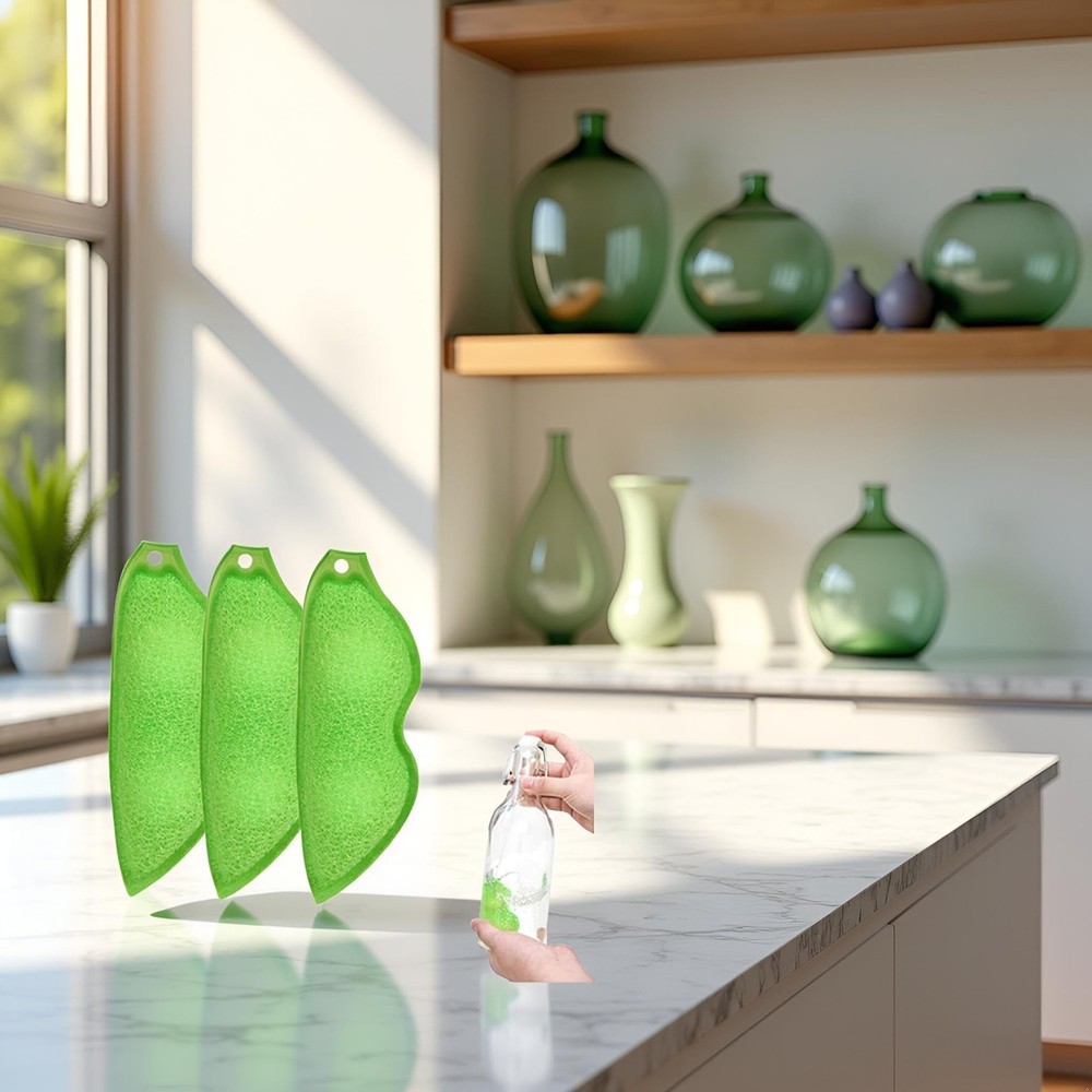 Multipurpose Bean Shaped Sponge Set - 3 Pack Bottle & Internal Cleaning Spong...