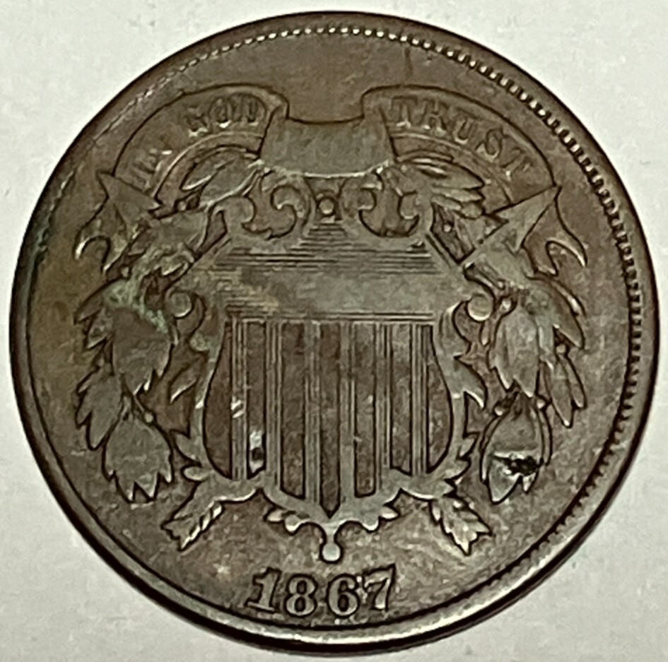1867 2 Cent Piece ~ Fine
