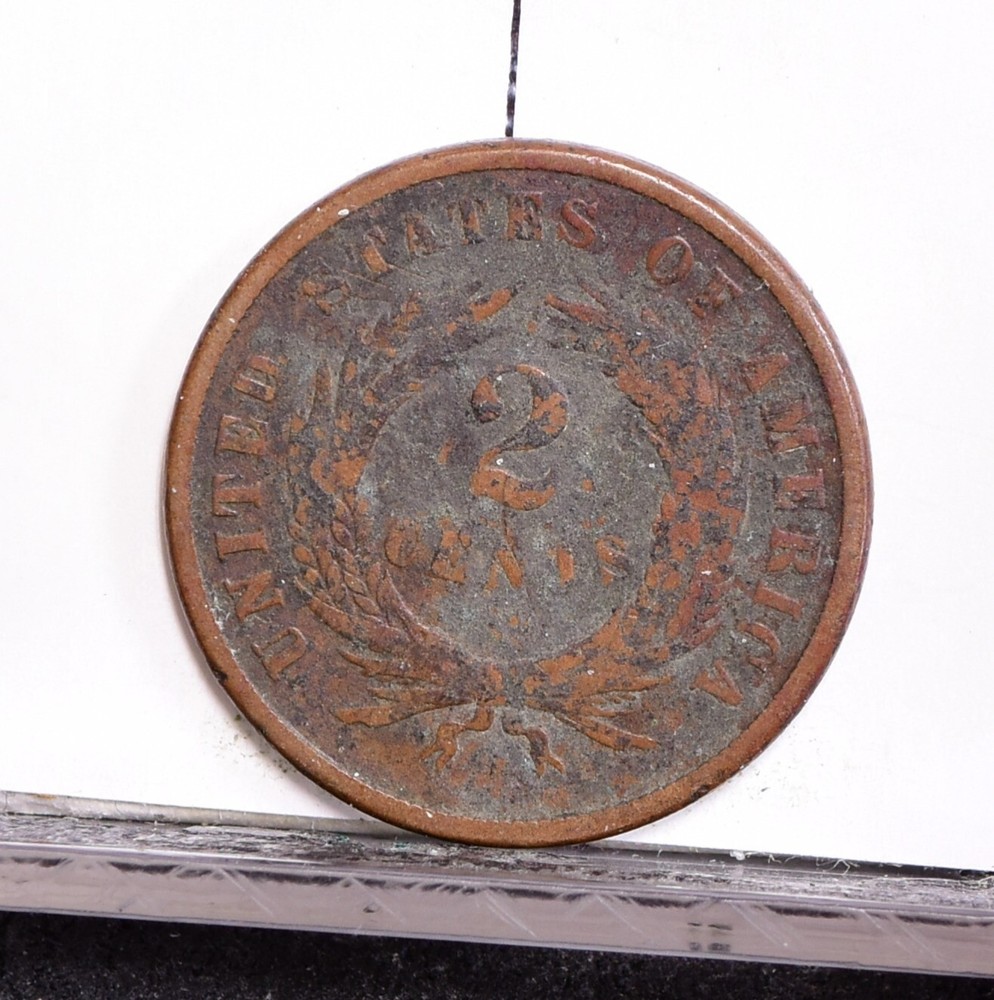 1865 Two Cent Piece - Good Details, Verdigris (#56774-L)
