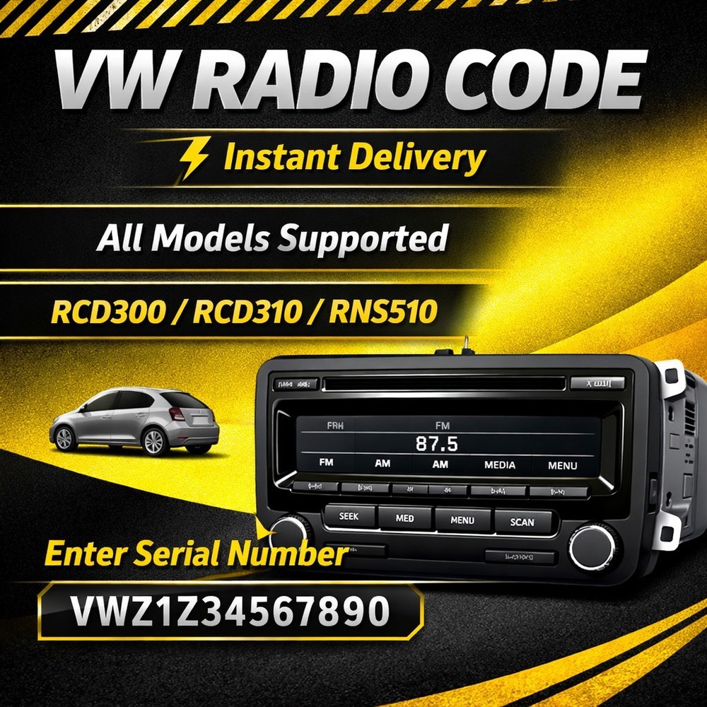✅ VW Radio Unlock Code Service – SAFE Mode – RNS510 RCD210