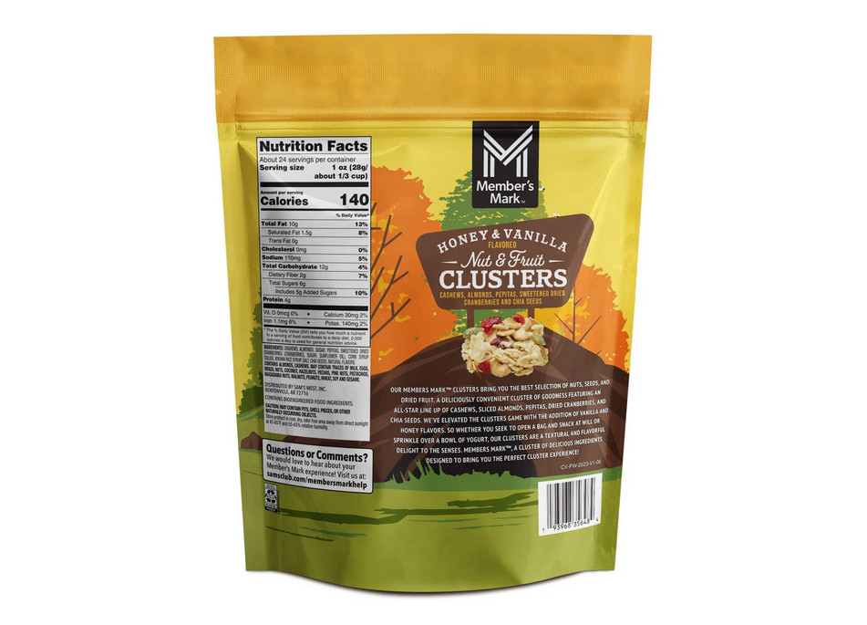 Member’s Mark Honey Vanilla Nut & Fruit Clusters Cereal 24 oz Box