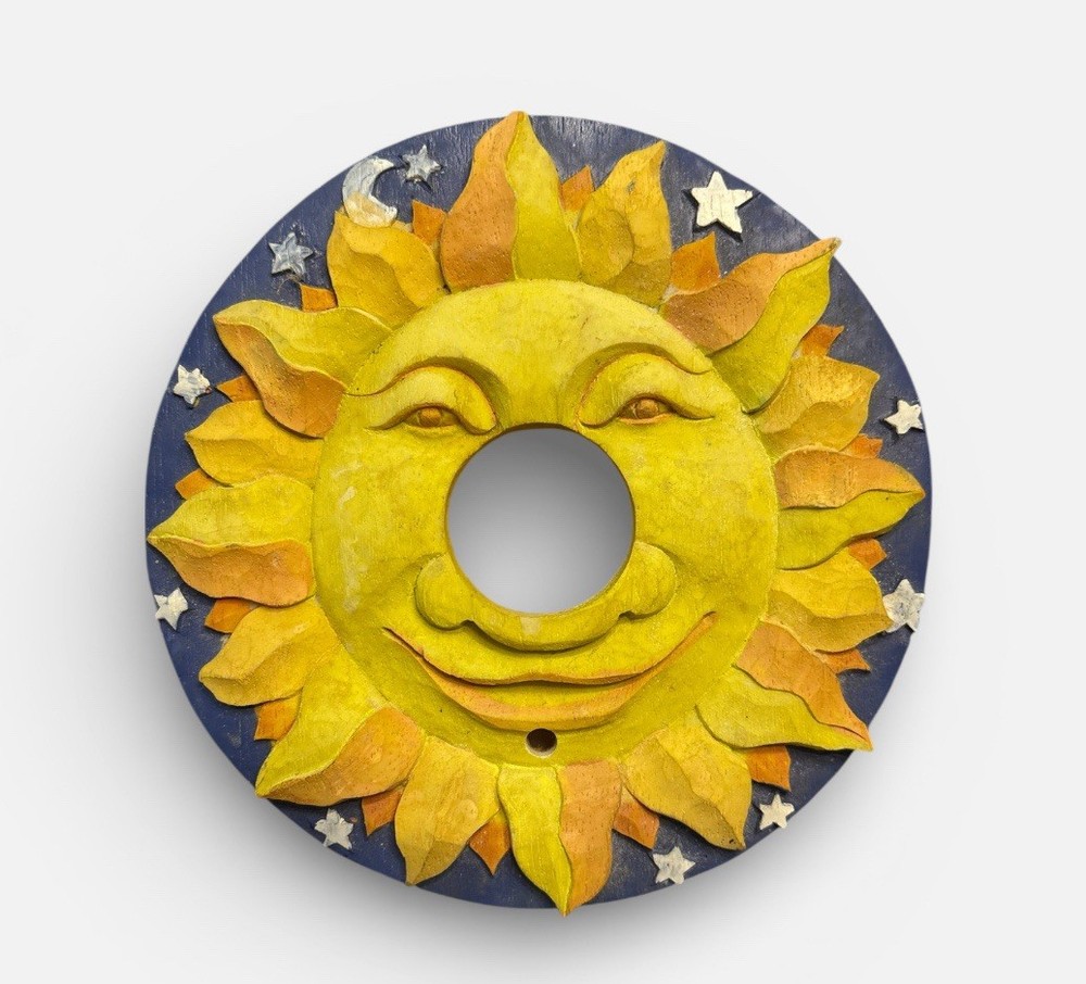 Vintage 90’s Celestial Whimsy Goth Light Switch Cover Sun Face Decor Art 5”