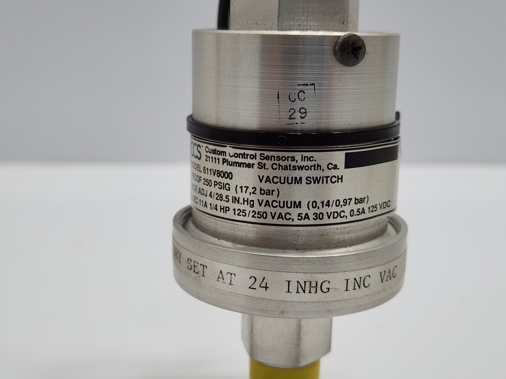 CUSTOM CONTROL SENSORS CCS 611V8000 VACUUM SWITCH 250 PSIG