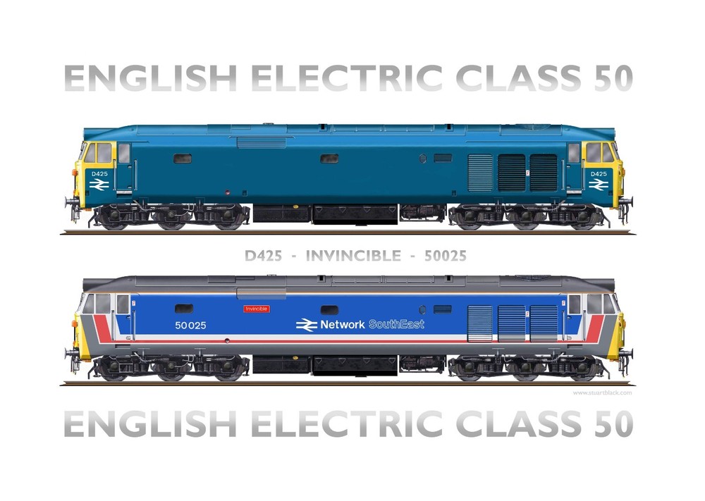 English Electric Class 50 50025 Invincible - Print