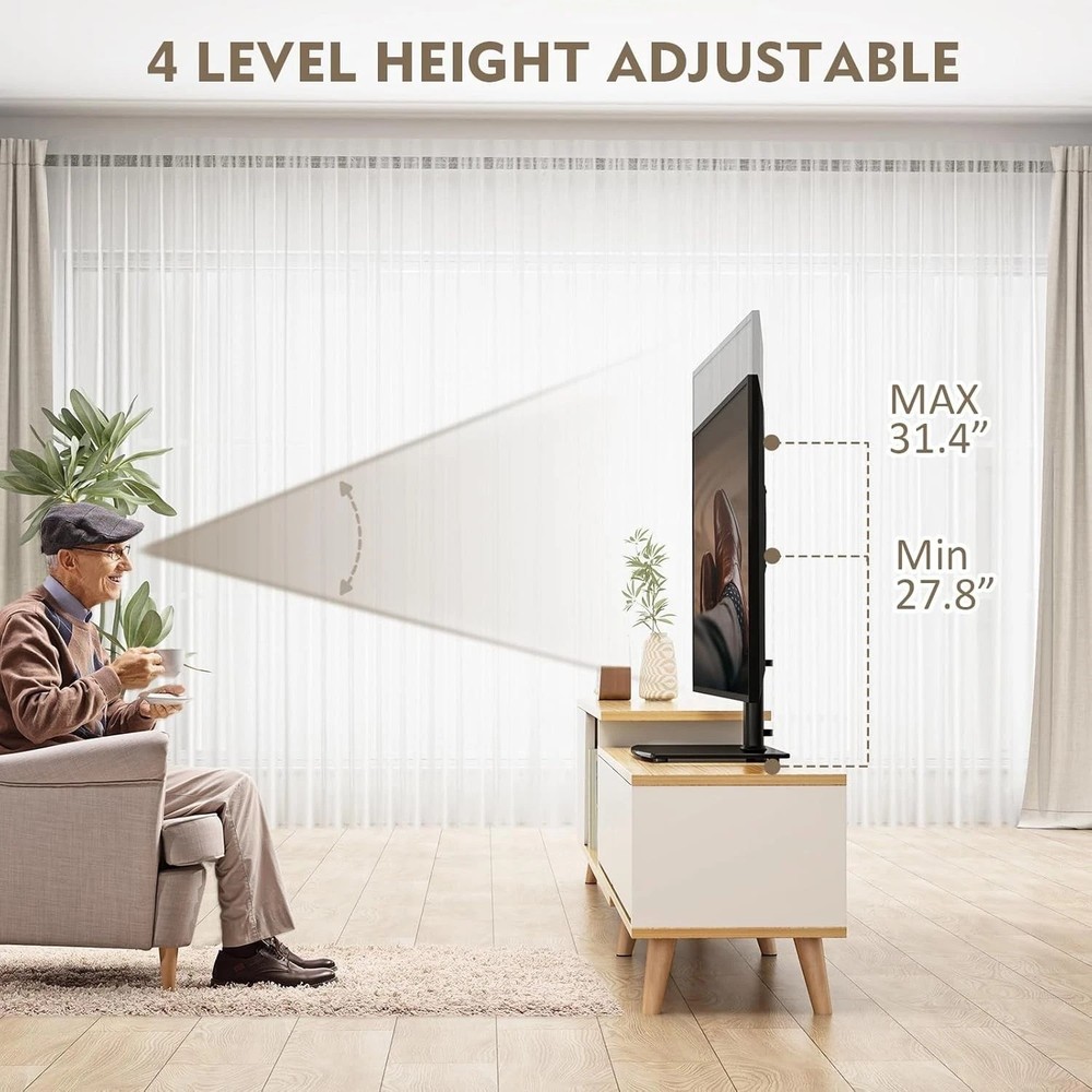 Table Top TV Stand 32-65" | 4 Level Height Adjustments-