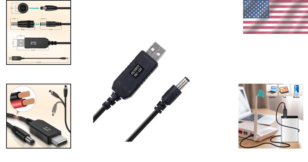 3ft USB Voltage Step-Up Converter - Perfect for Bluetooth Speakers and More