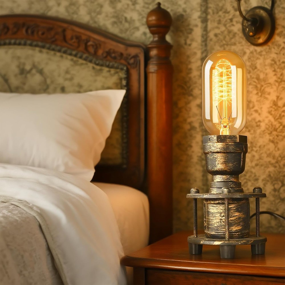 3 Pack Vintage Edison Light Bulbs 60W, E26 Base Dimmable, T45 60w-3PCS, Amber