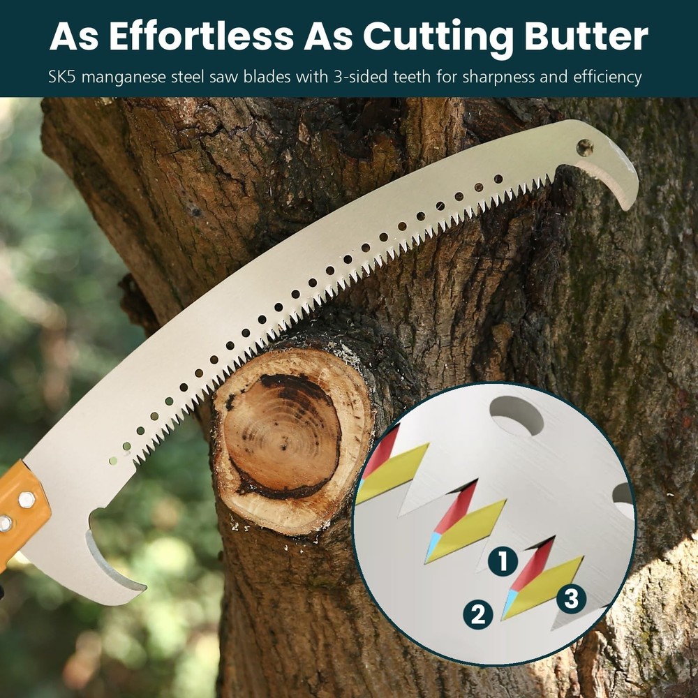 Manual Pole Saws for Tree Trimming 27 FT, Tree Trimmer Long Handle Pruner wit...