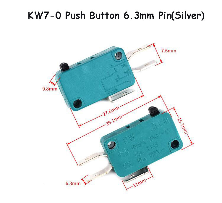 Micro Limit Switch SPDT Microswitch Roller Lever Arm Actuator 4.8mm 6.3mm Pin