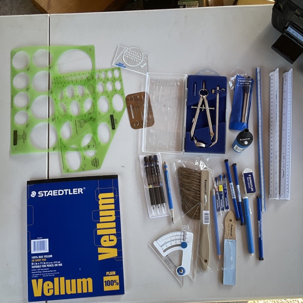 Staedtler Drafting Tools Set with Templates, Vellum, Compass