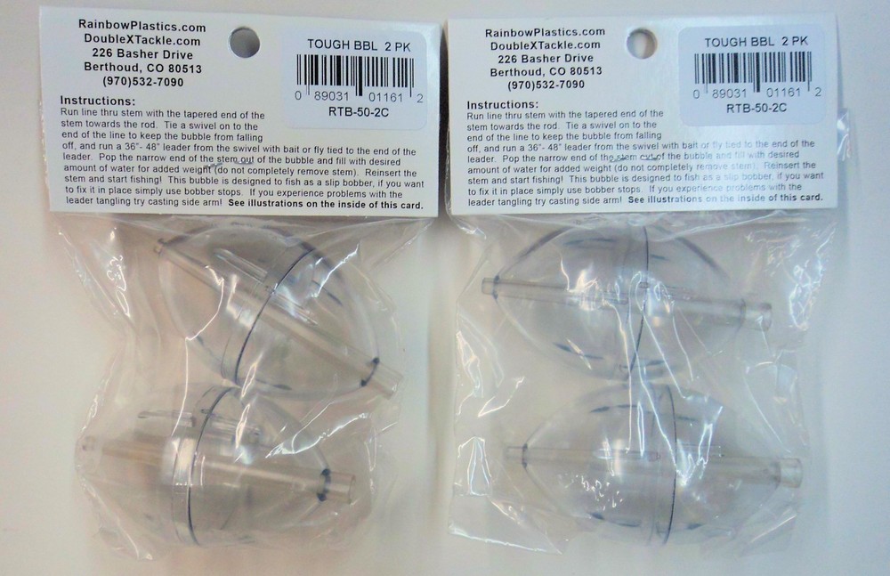 Double X Tough Bubble Bobbers, TWO Packs (2 per pack), Clear, Large #RTB-50-2C