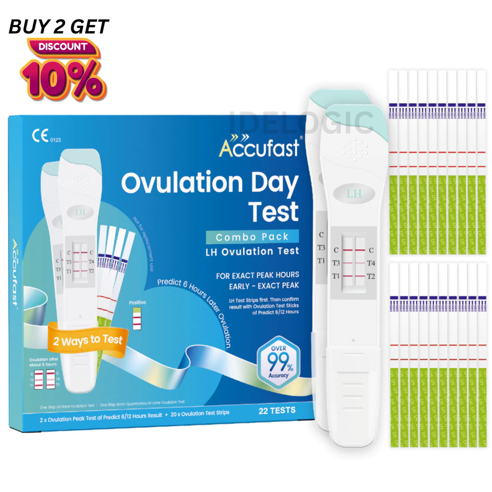 ACCUFAST Ovulation Test Kit 22pc - LH Tracking Strips & Peak Tests