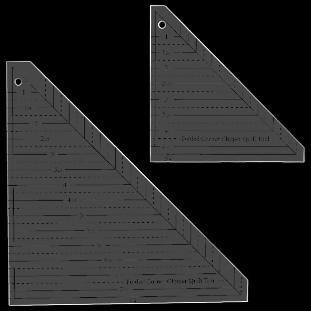 2 Pcs Acrylic Folded Corner Clipper Quilt Tool 45 Degree Triangle Ruler Transpar