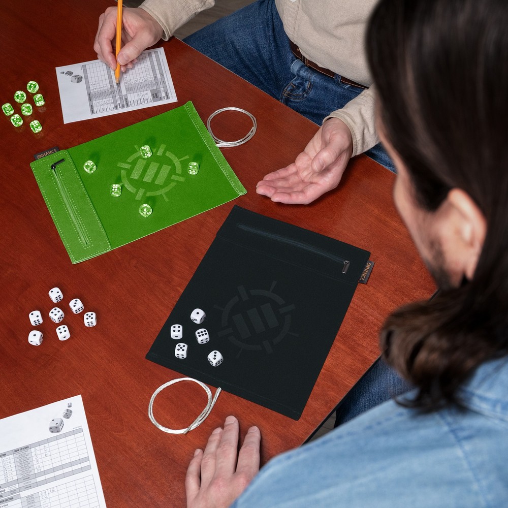 ENHANCE Roll on a Scroll™ Dice Rolling Mat & 12pc 6 Sided Dice Set