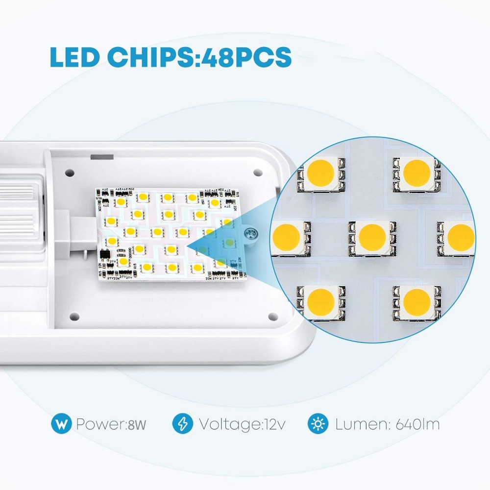 RV LED Ceiling Double Dome Light Fixture DC 12V for Car/RV/Trailer/Camper/Boat