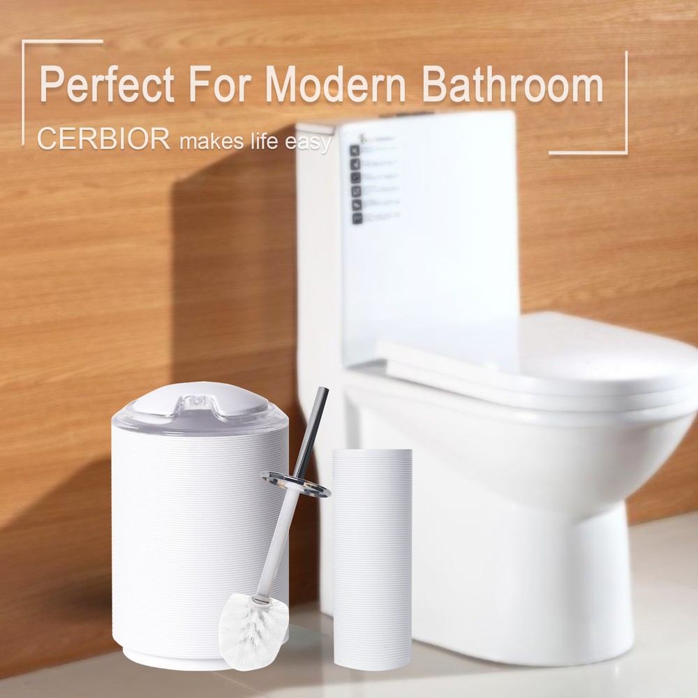 Bathroom Accessories Set 6Piece Bath Ensemble Decorative Countertop White Thread