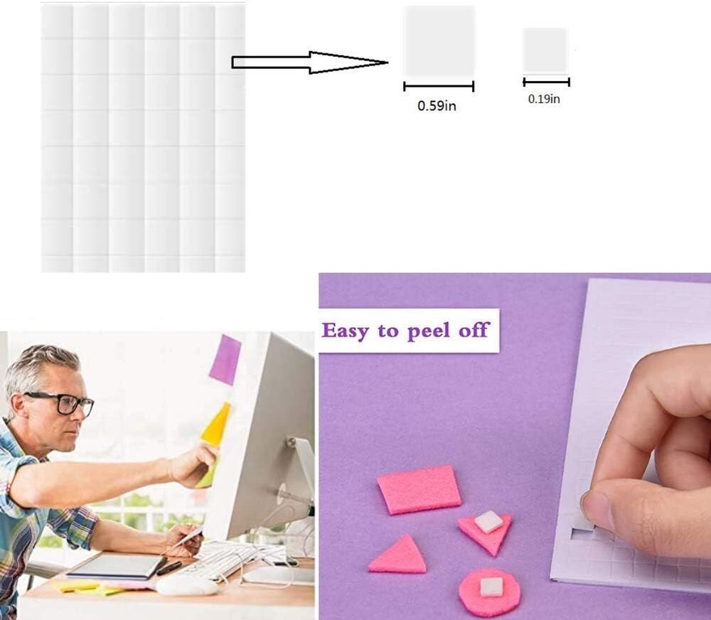 Square 3D Double Sided Adhesive Foam Dots in Two Sizes - 2400pcs
