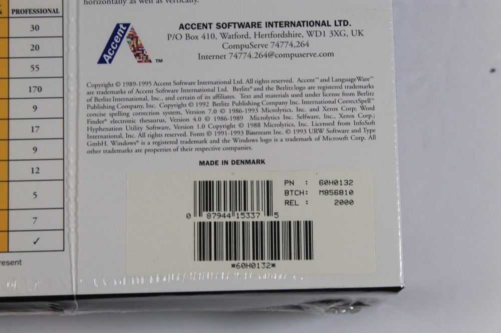 Vtg Software - Accent Special Edition - Word Processing for Windows 3.1 SEALED