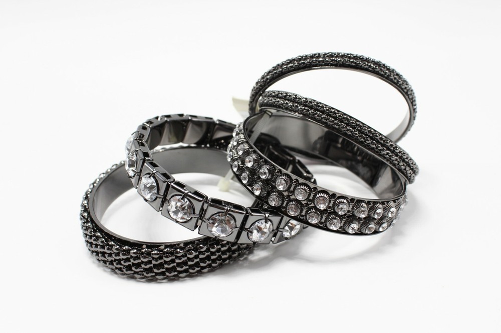 New 5 Piece Rhinestone Bangle Bracelet Set by Bold Elements #B2006