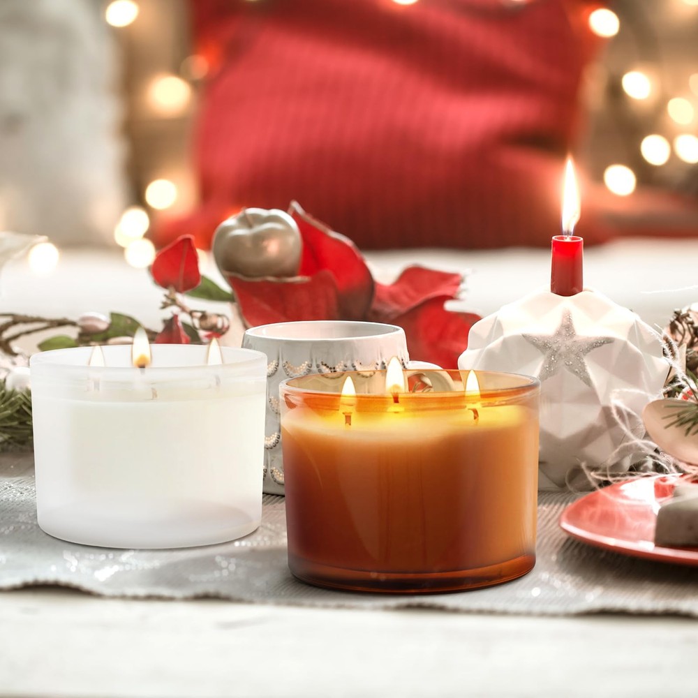 6 PCS 18 Oz Thick Candle Jars Making Candles Empty Wood Lids Sample Container