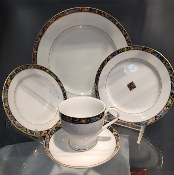 GORHAM CHINA Tristan Gold 5 PC Place Setting