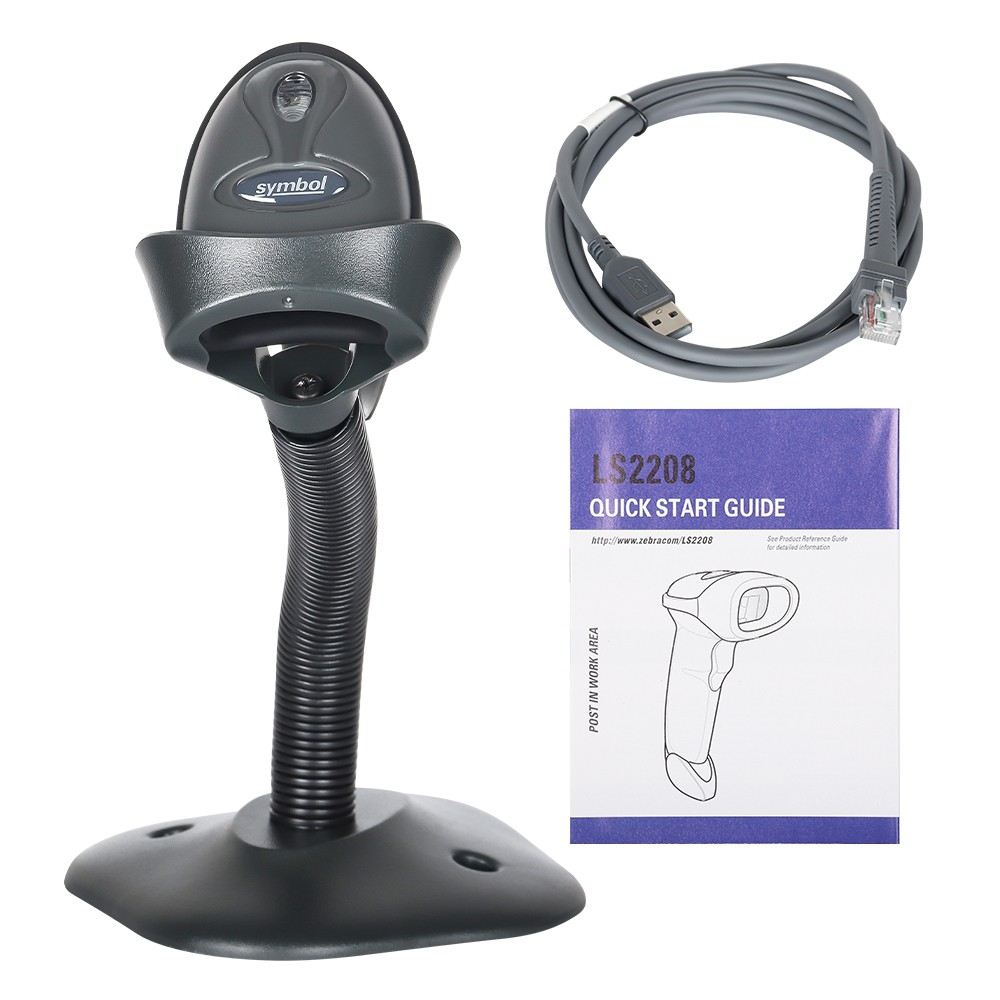 Symbol LS2208-SR20007R-NA 1D Barcode Scanner Reader W/ USB Cable + Stand 1-5PCS
