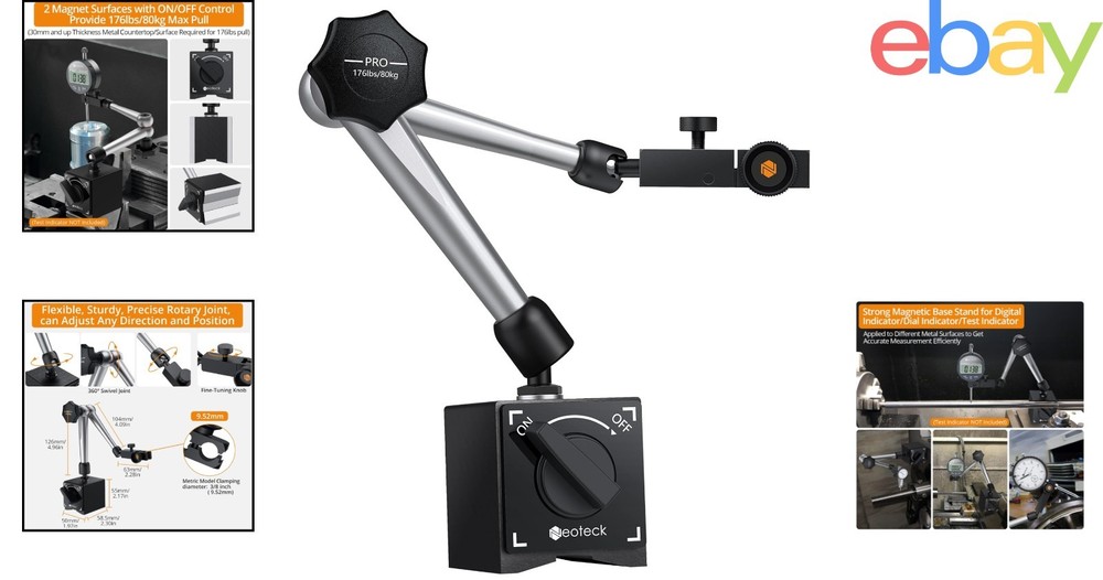 Magnetic Base Stand for Dial Indicator with Adjustable Arm and Stability Control