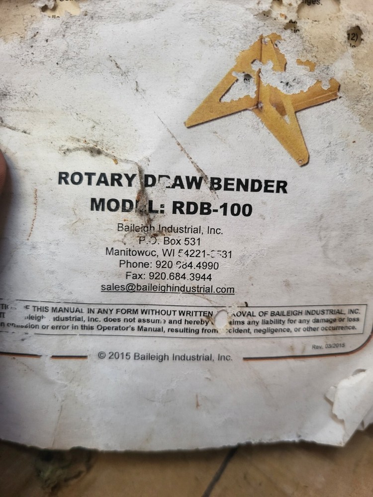 Baileigh rotary draw bender
