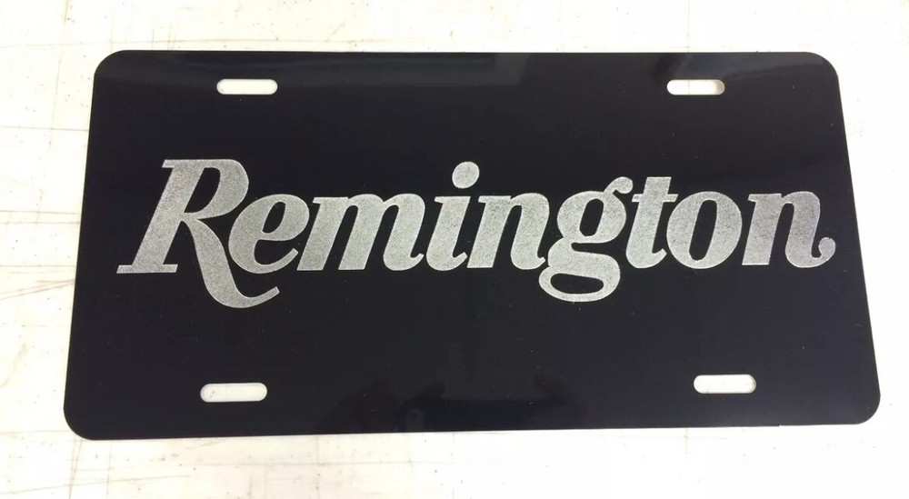Remington Car Tag Diamond Etch on Aluminum License Plate