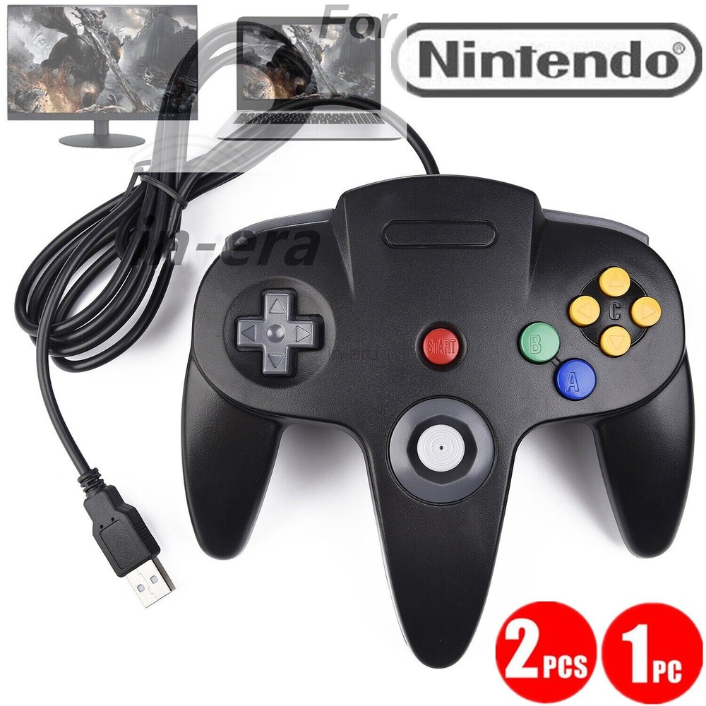 Classic Retro N64 64 Bit Game Console USB Wired Controller Gamepad for PC MAC OS