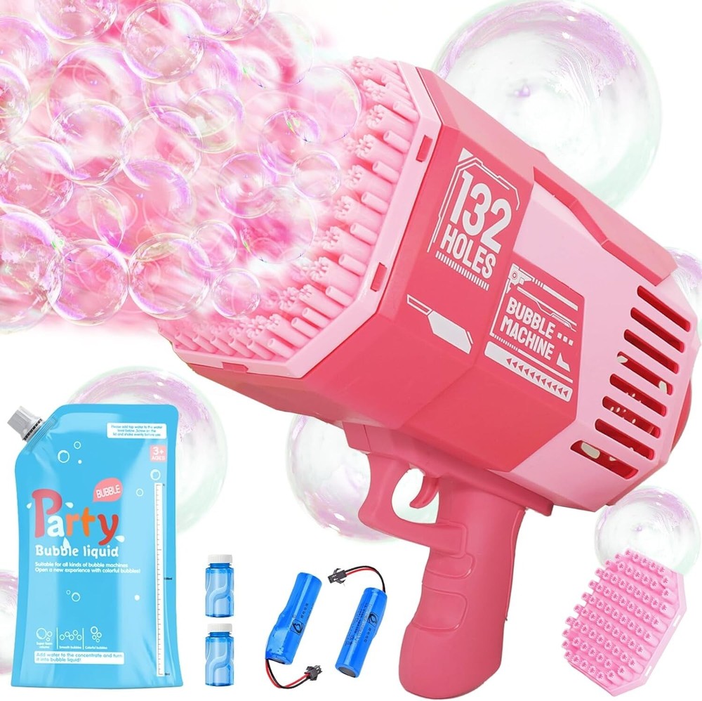 Bubble Machine Gun, with 【2 Batteries & ≈22 Bottles Solution】- B26