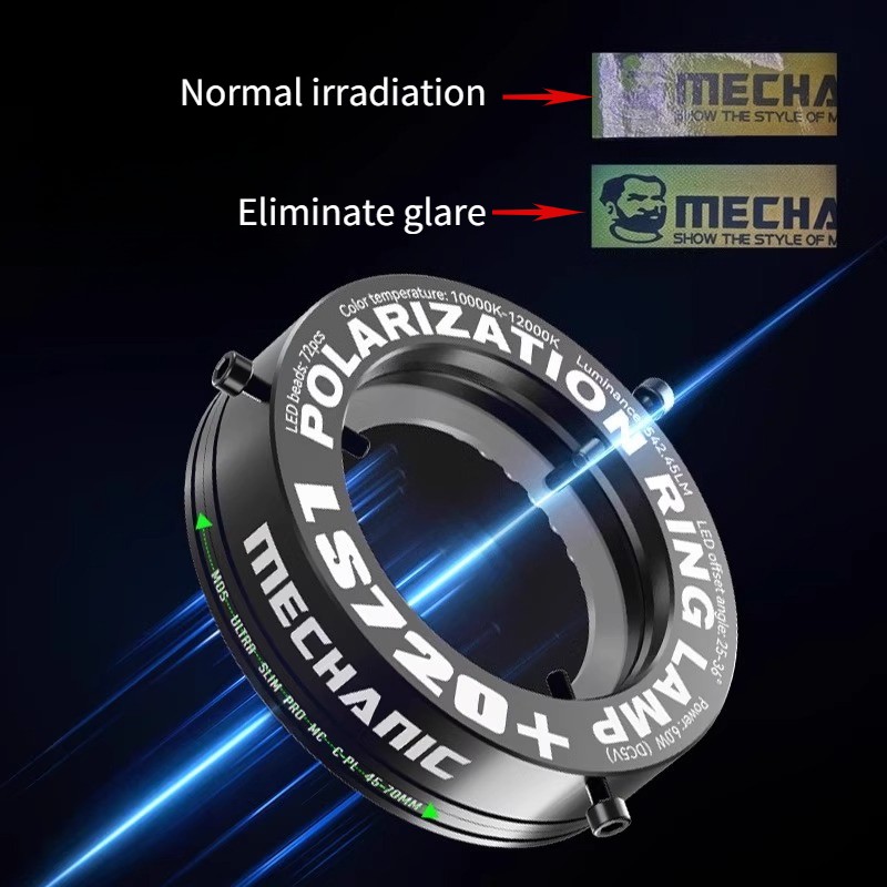 LS720+ Microscope Polarized Ring Light 72LED Eliminates Miscellaneous Light
