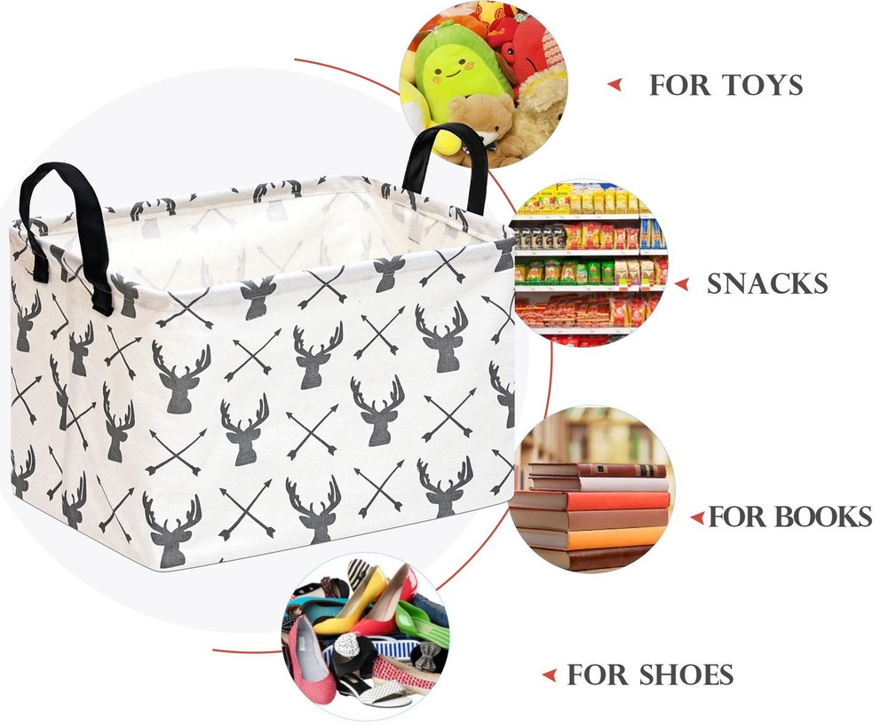 HUAYEE Rectangle Deer Pattern Gift Basket Storage Bin Laundry Hamper Storage ...