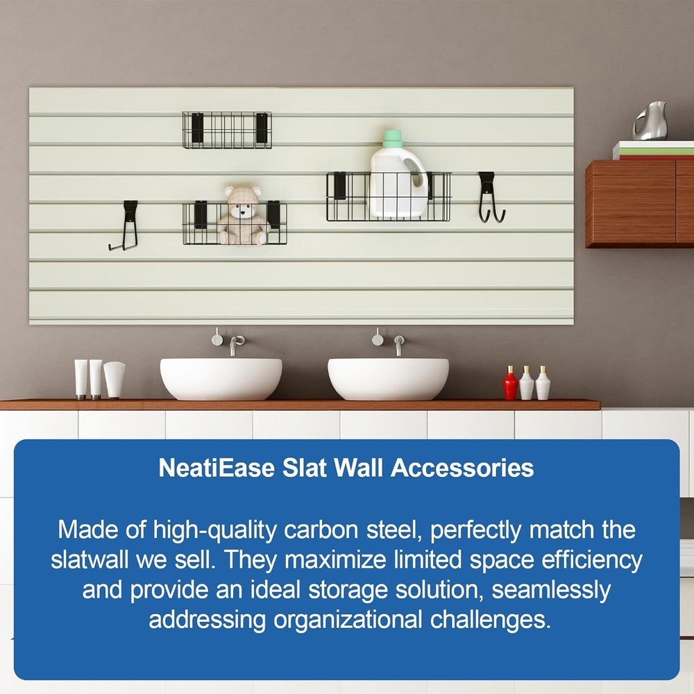 Multi-Functional Slatwall Kit with Baskets and Hooks for Easy Organization