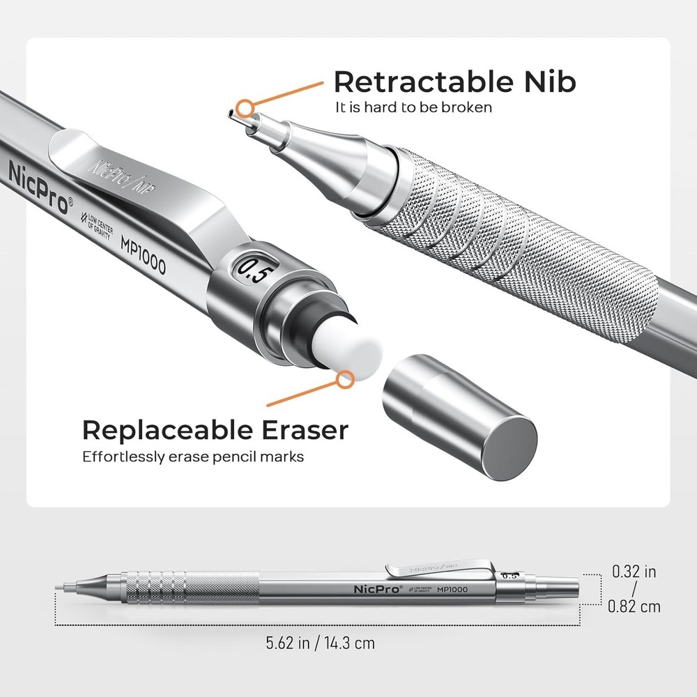 Durable & Stylish Mechanical Pencil Set for Precision Drafting - 4 pcs Included