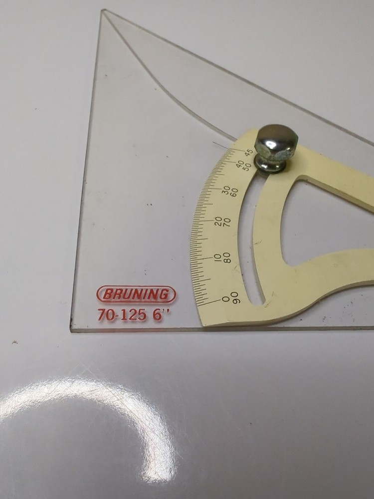 Vintage Bruning Adjustable Drawing Triangle Protractor Drafting 70-120 & 70-125